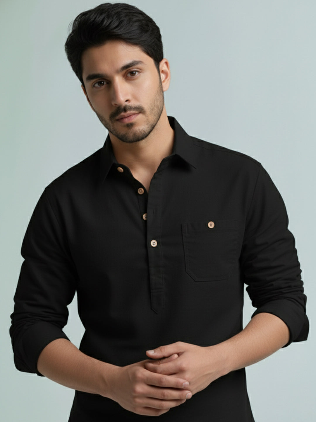 TerraDesi Men's Premium Cotton Short Kurta – Modern Ethnic Essential (SE82)