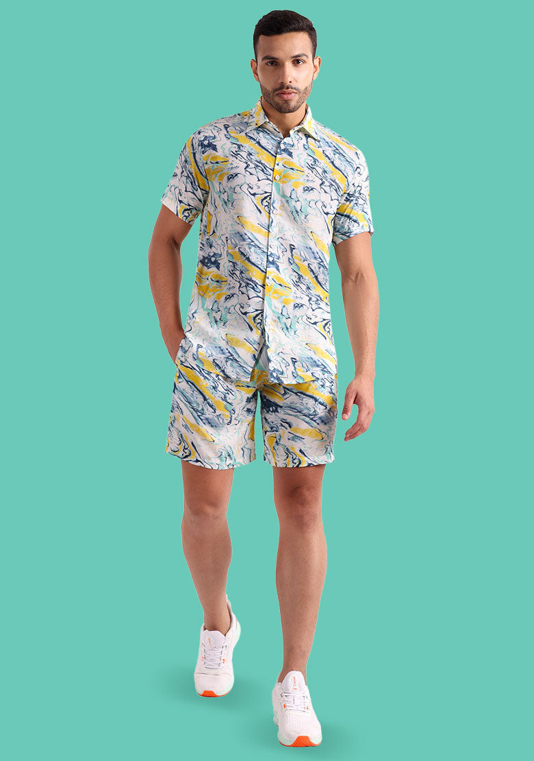 TerraDesi Azure Marble Swirl Viscose Co-Ord Set