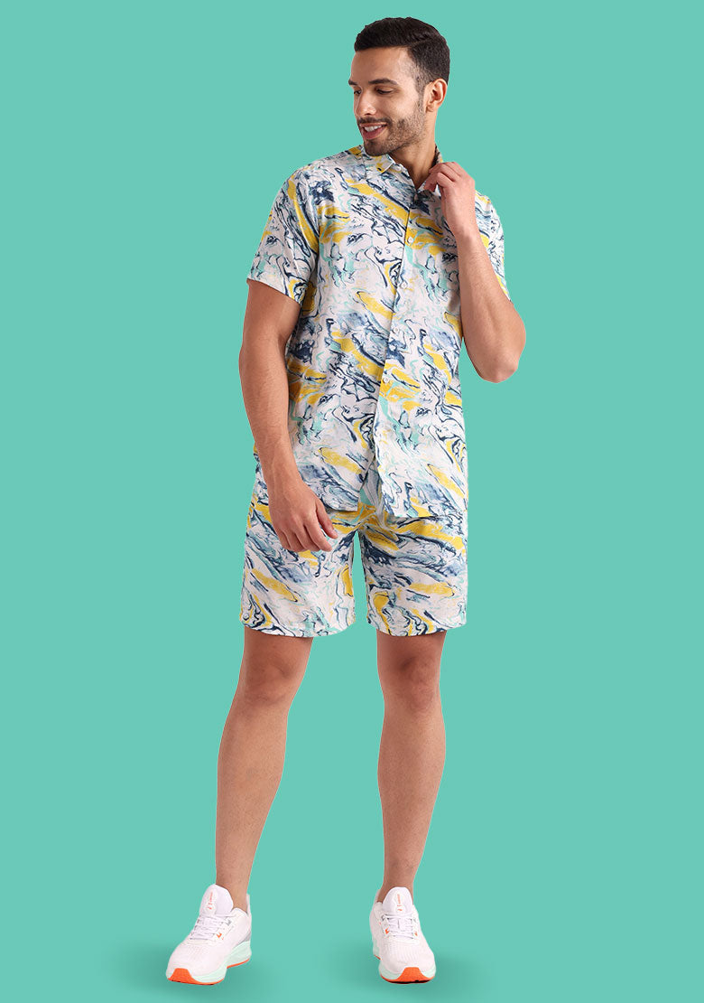 TerraDesi Azure Marble Swirl Viscose Co-Ord Set