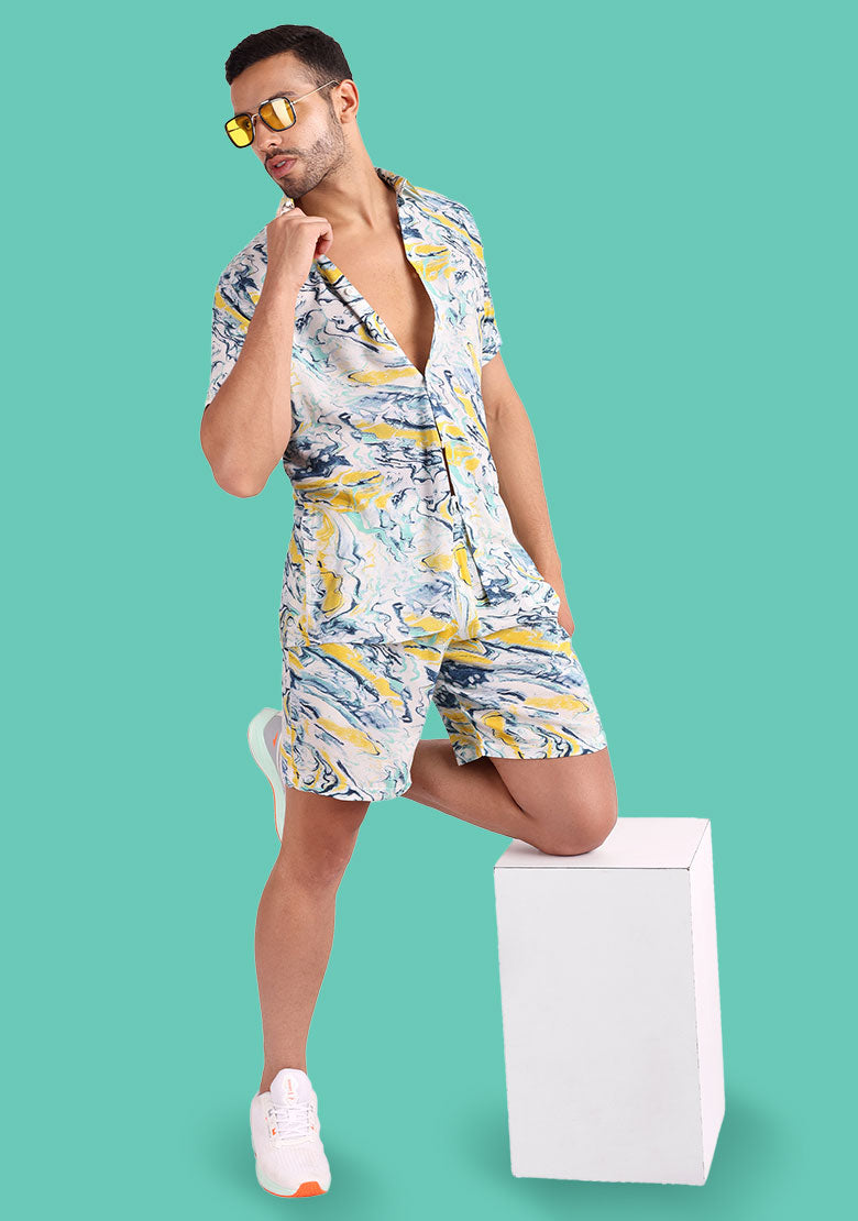 TerraDesi Azure Marble Swirl Viscose Co-Ord Set Main image