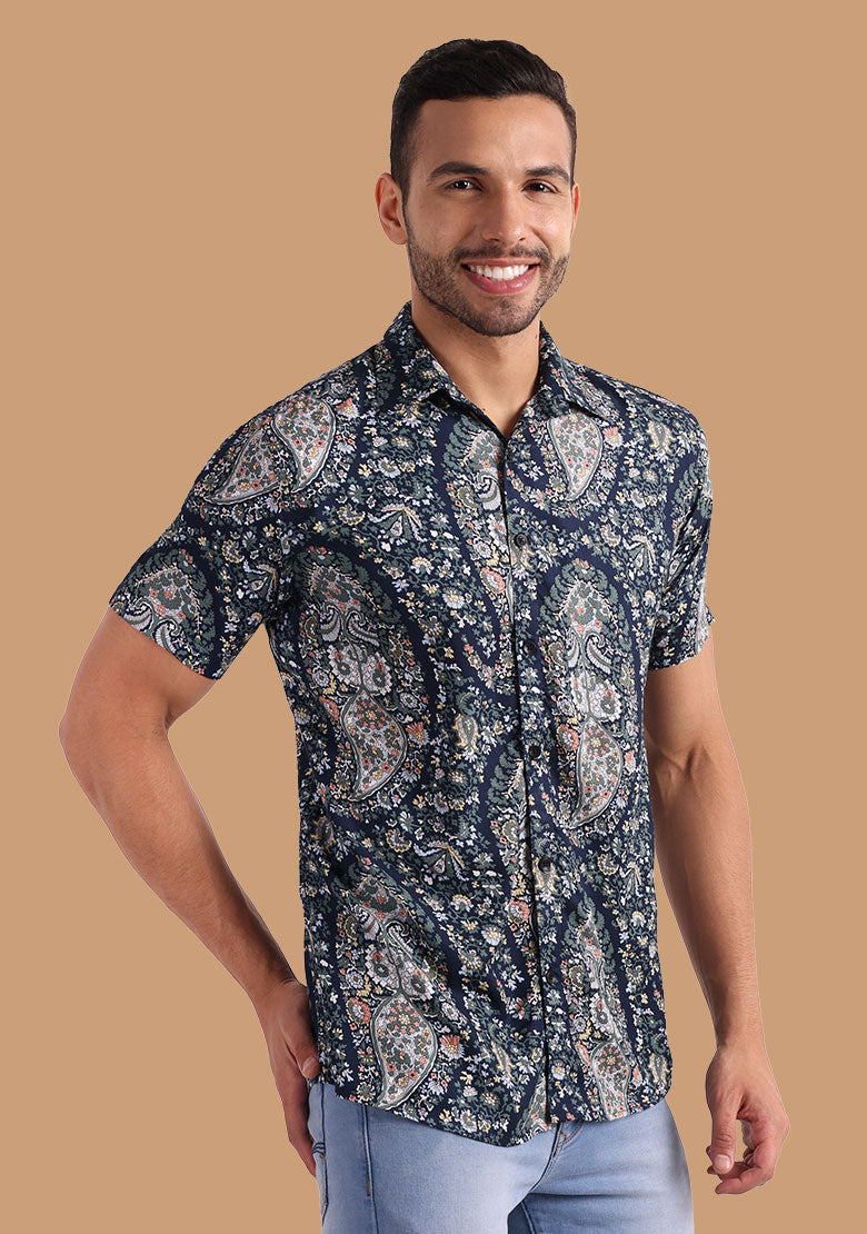 TerraDesi Midnight Paisley Heritage Rayon Shirt
