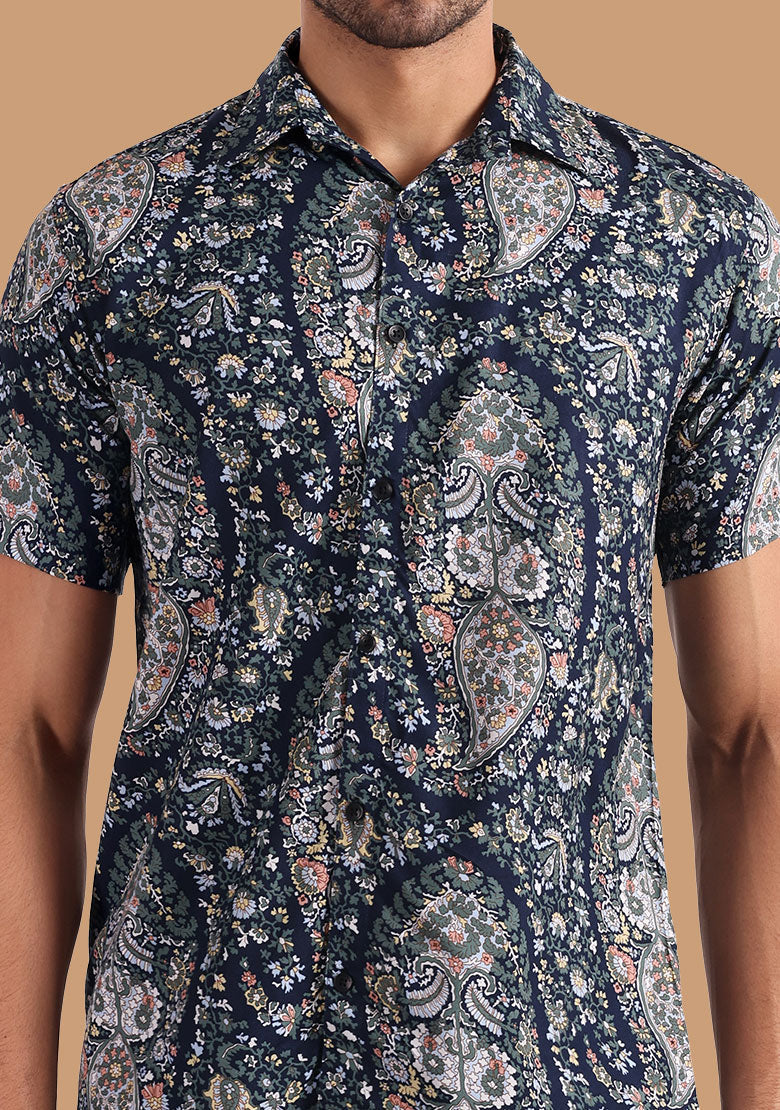 TerraDesi Midnight Paisley Heritage Rayon Shirt
