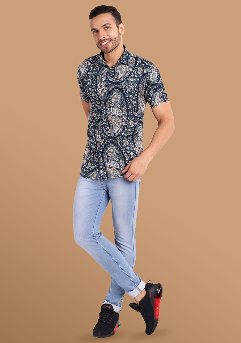 TerraDesi Midnight Paisley Heritage Rayon Shirt