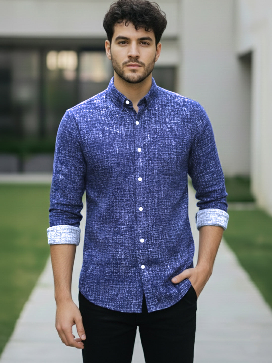 TerraDesi Charcoal Crosshatch Artisan Cotton Shirt