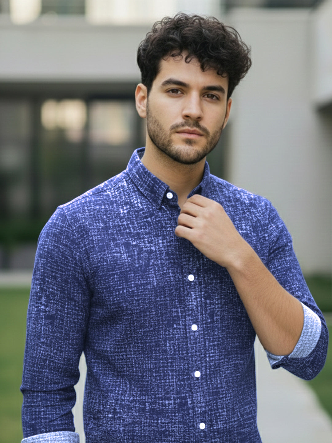 TerraDesi Charcoal Crosshatch Artisan Cotton Shirt