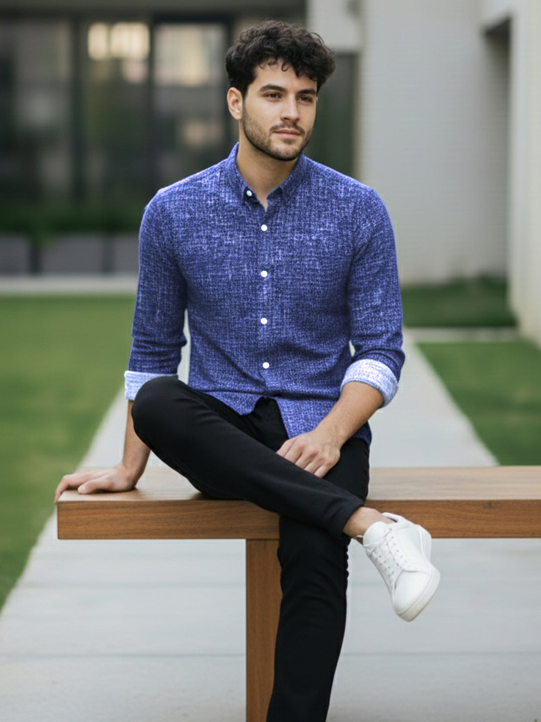 TerraDesi Charcoal Crosshatch Artisan Cotton Shirt