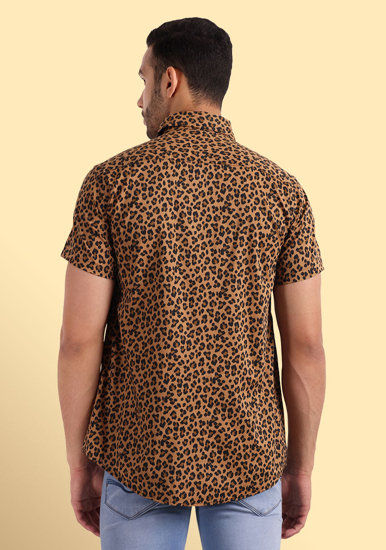 TerraDesi Wild Tan Leopard Print Shirt – Bold Statement Casual Wear