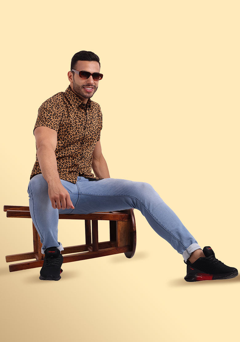 TerraDesi Wild Tan Leopard Print Shirt – Bold Statement Casual Wear