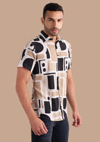 TerraDesi Urban Nomad Geometric Block Print Viscose Shirt