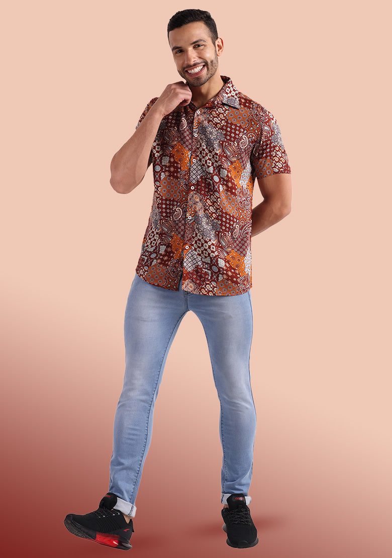 TerraDesi Heritage Patchwork Paisley Viscose Rayon Shirt