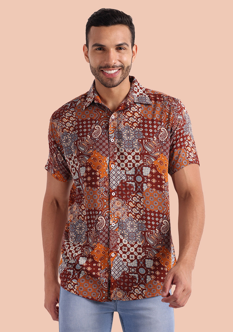 TerraDesi Heritage Patchwork Paisley Viscose Rayon Shirt