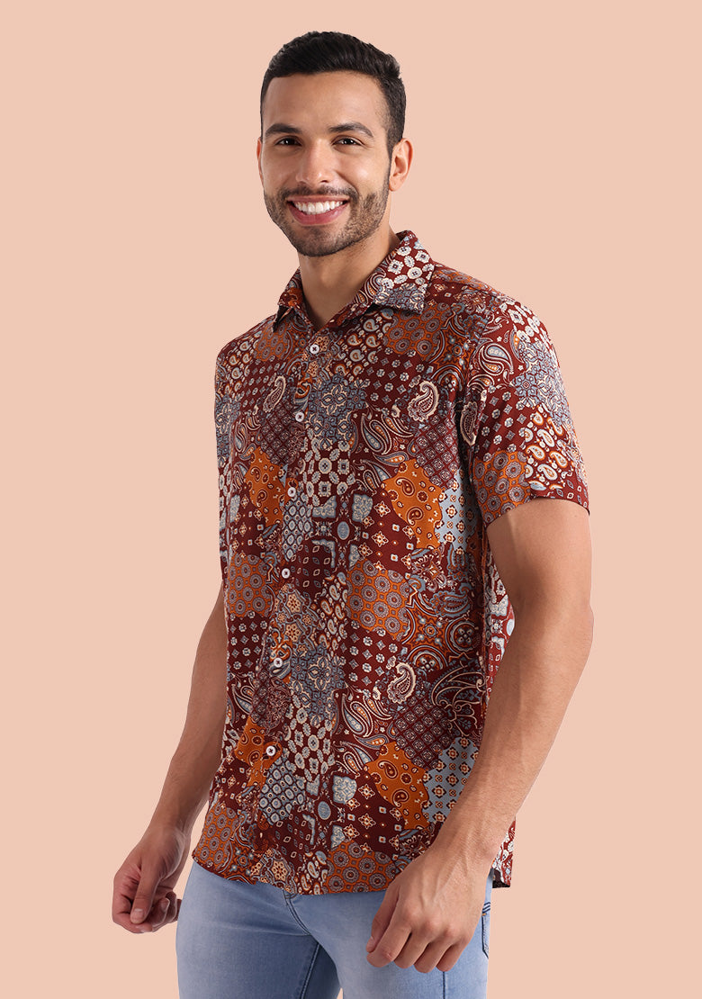 TerraDesi Heritage Patchwork Paisley Viscose Rayon Shirt