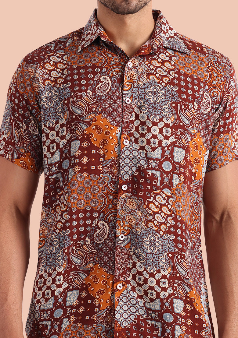 TerraDesi Heritage Patchwork Paisley Viscose Rayon Shirt