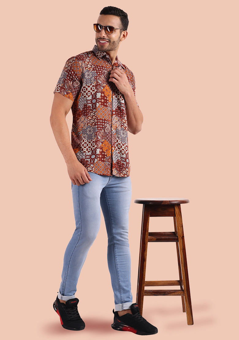 TerraDesi Heritage Patchwork Paisley Viscose Rayon Shirt