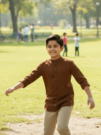 TerraDesi Junior Alabaster Grace Solid Mandarin Shirt