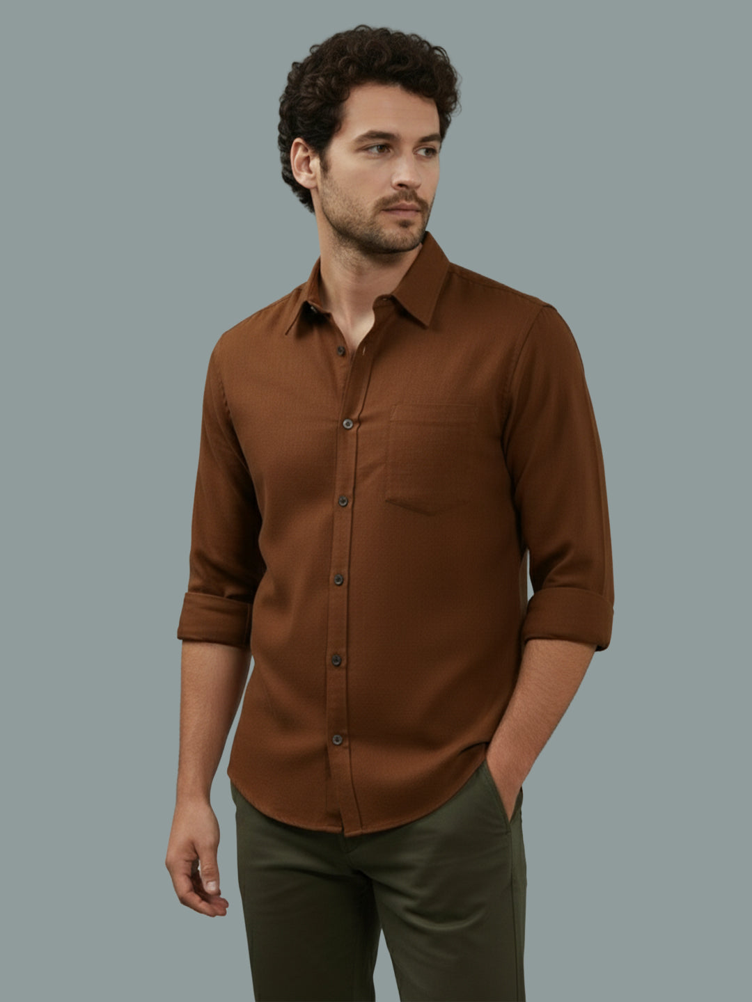 TerraDesi Onyx Stealth Solid Cotton Blend Formal Shirt