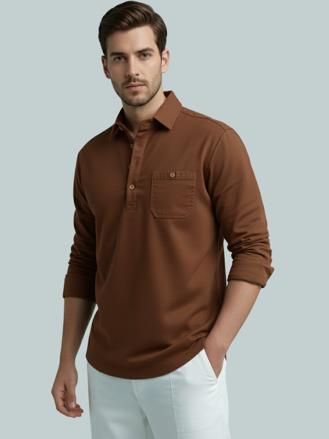 TerraDesi Men's Solid Cotton Short Kurta – Smart Everyday Style (SE88)