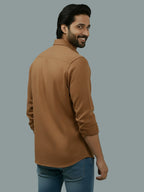 TerraDesi Azure Zenith Solid Cotton Blend Formal Shirt