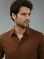 TerraDesi Onyx Stealth Solid Cotton Blend Formal Shirt