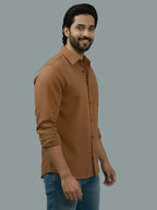 TerraDesi Citrine Glow Solid Cotton Blend Formal Shirt