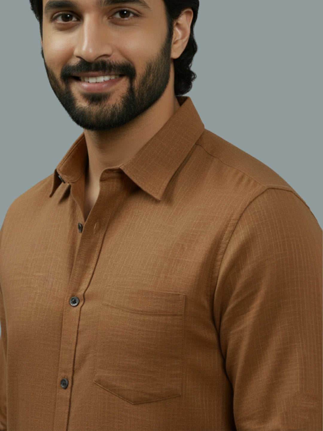 TerraDesi Citrine Glow Solid Cotton Blend Formal Shirt