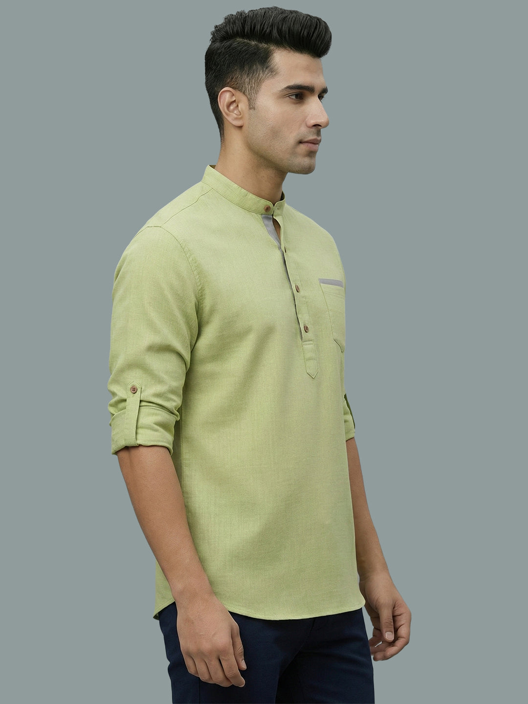 TerraDesi Men's Casual Regular Fit Full Sleeve Pocket Contrast Kurta (SE119)