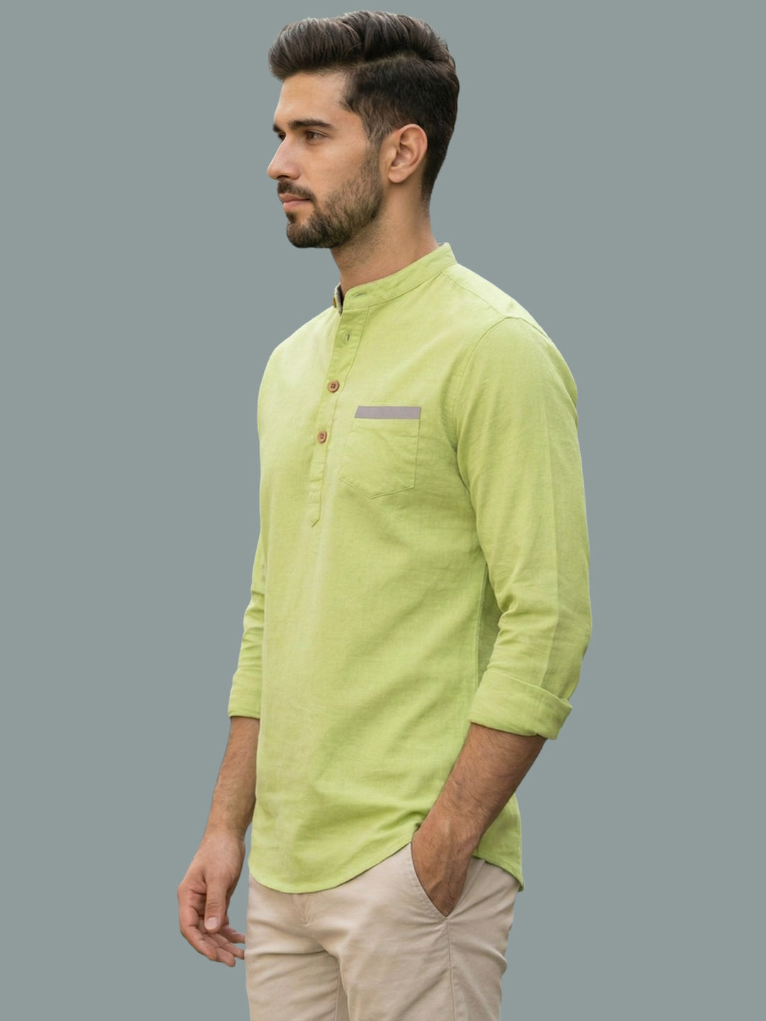 TerraDesi Men's Regular Fit Cotton Mandarin Collar Kurta (SE120)