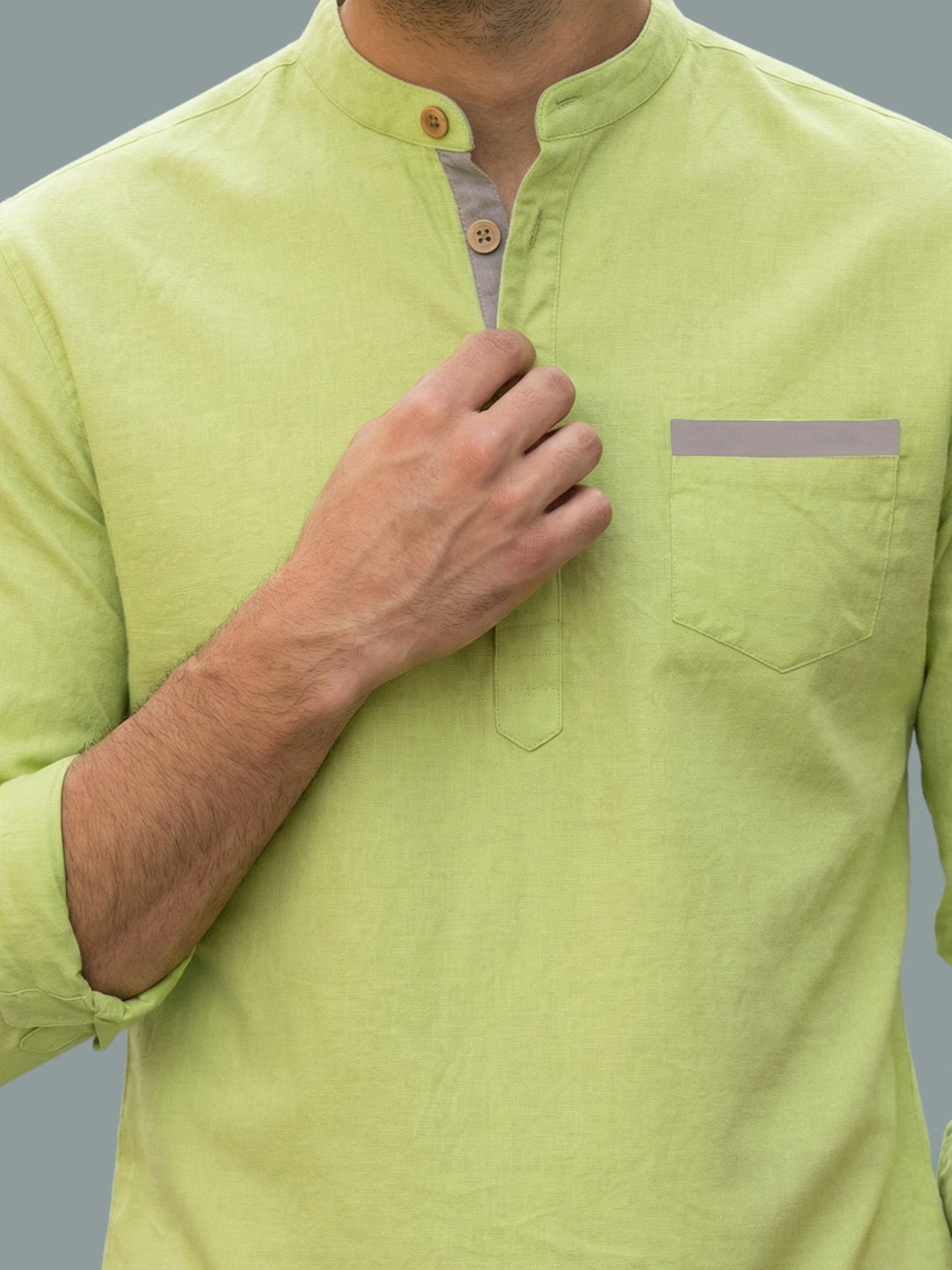 TerraDesi Men's Regular Fit Cotton Mandarin Collar Kurta (SE120)