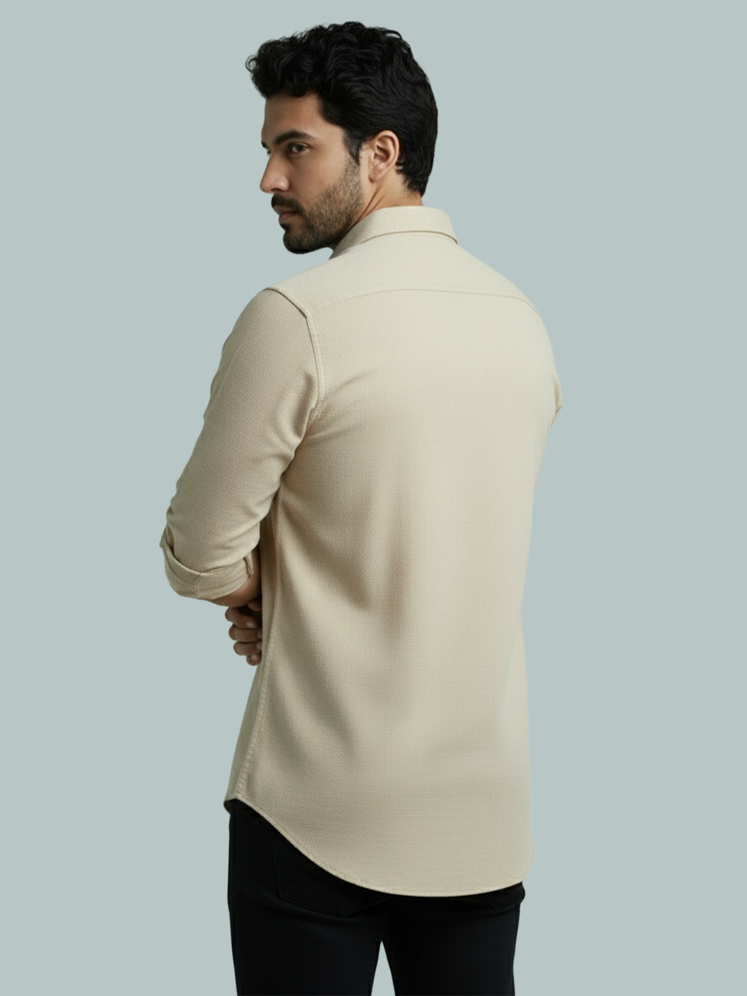 TerraDesi Men's Solid Cotton Short Kurta | Casual Full Sleeve Regular Fit (SE89)