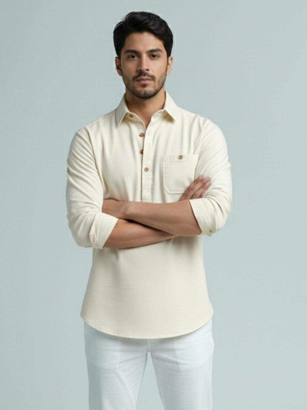 TerraDesi Men's Premium Cotton Short Kurta – Modern Ethnic Essential (SE82)