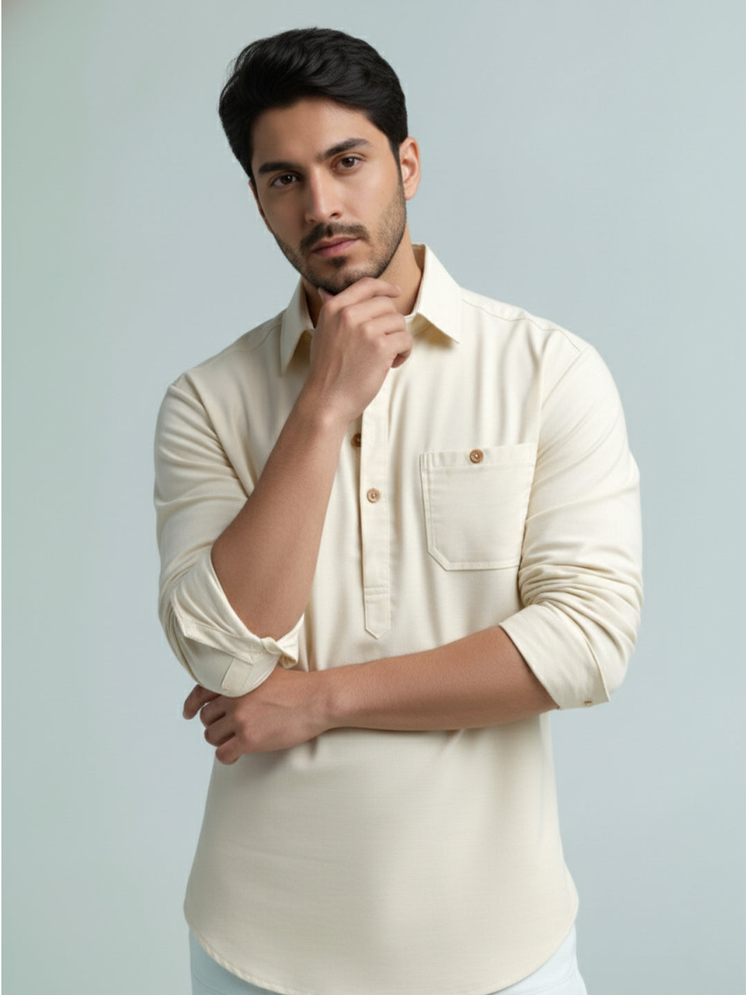 TerraDesi Men's Premium Cotton Short Kurta – Modern Ethnic Essential (SE82)