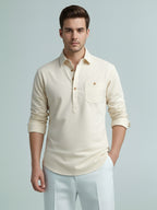 TerraDesi Onyx Midnight Solid Cotton Short Kurta