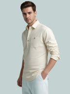 TerraDesi Onyx Midnight Solid Cotton Short Kurta