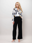 TerraDesi Ivory Grid Luxe Oversized Shirt – Modern Abstract Edit
