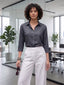 Charcoal Grace Satin Shirt – Modern Office Luxe