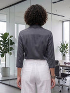 Charcoal Grace Satin Shirt – Modern Office Luxe