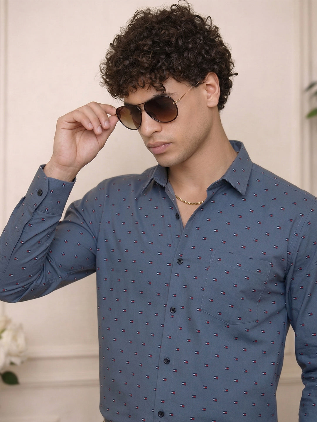 TerraDesi Urban Crest Printed Cotton Shirt for Men