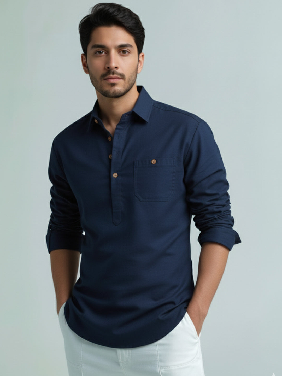TerraDesi Men's Premium Cotton Short Kurta – Modern Ethnic Essential (SE82)