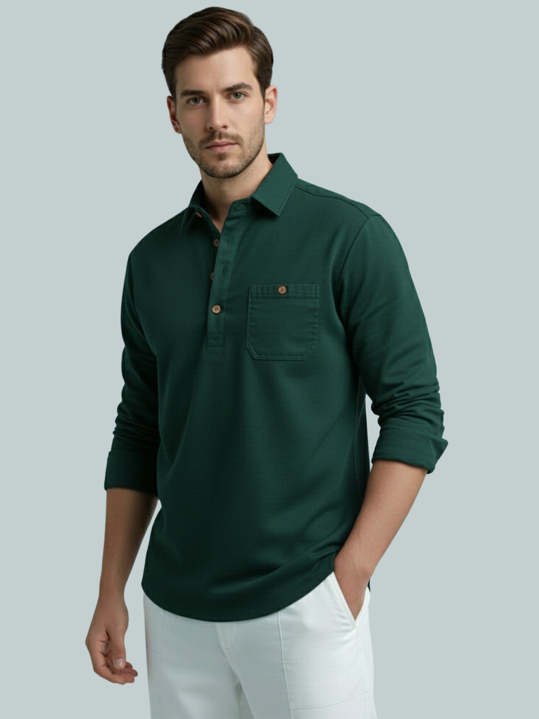 TerraDesi Men's Solid Cotton Short Kurta – Smart Everyday Style (SE88)