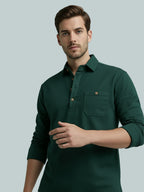 TerraDesi Men's Solid Cotton Short Kurta – Smart Everyday Style (SE88)