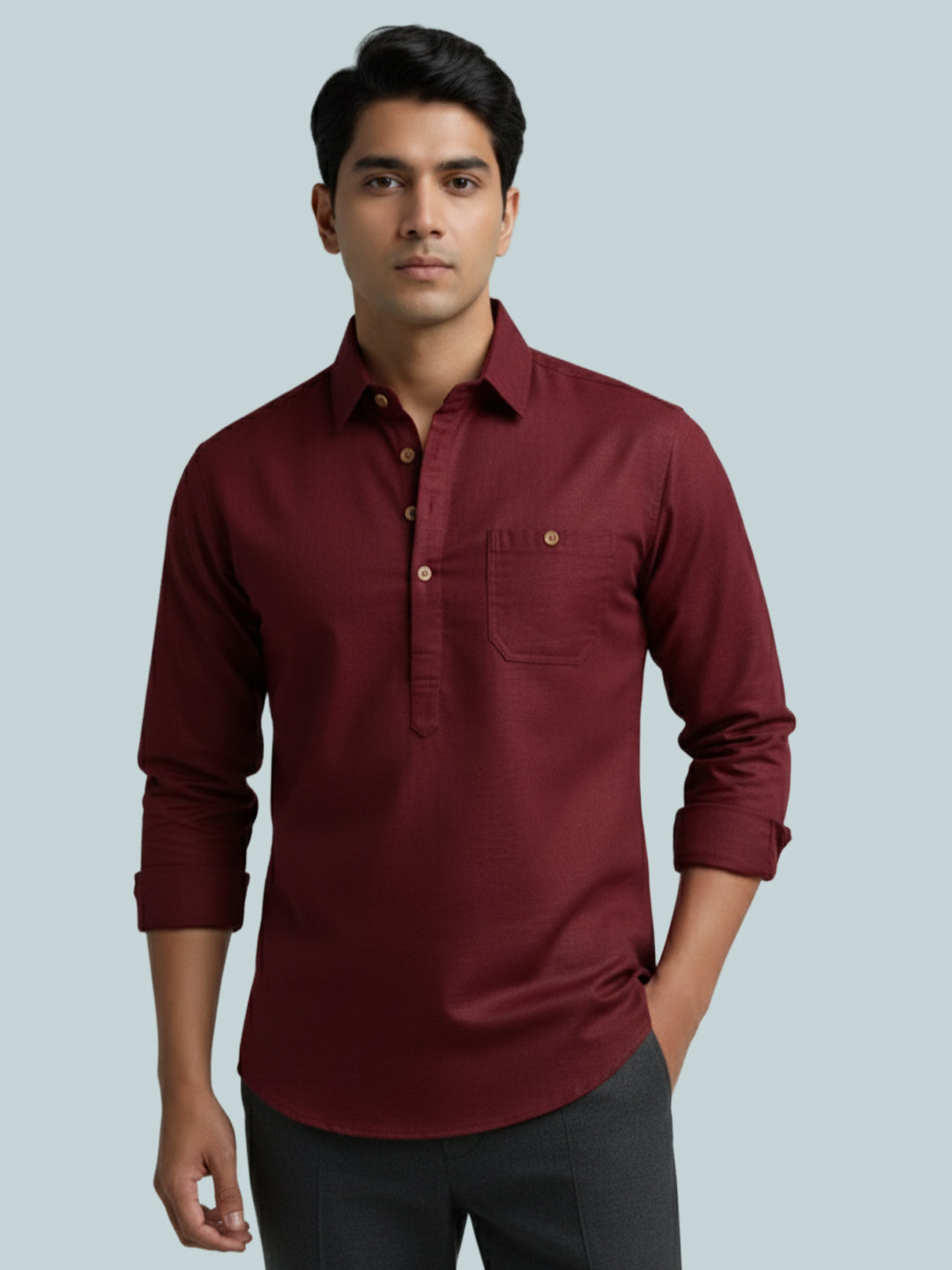 TerraDesi Breathable Cotton Short Kurta – Timeless Men's Style (SE83)