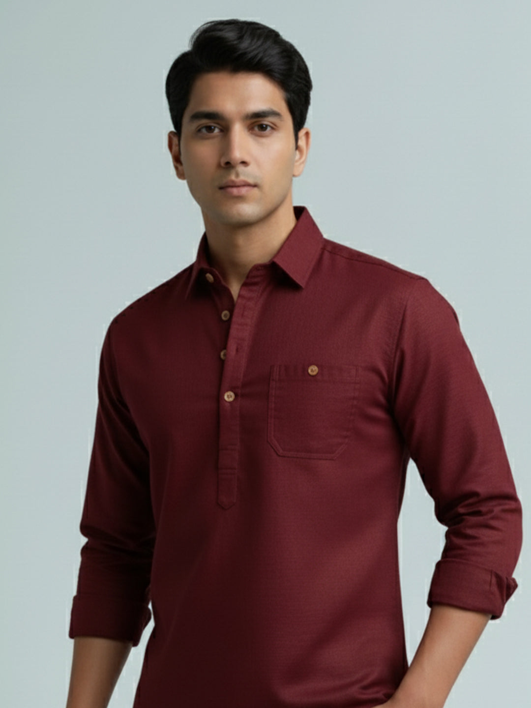 TerraDesi Breathable Cotton Short Kurta – Timeless Men's Style (SE83)