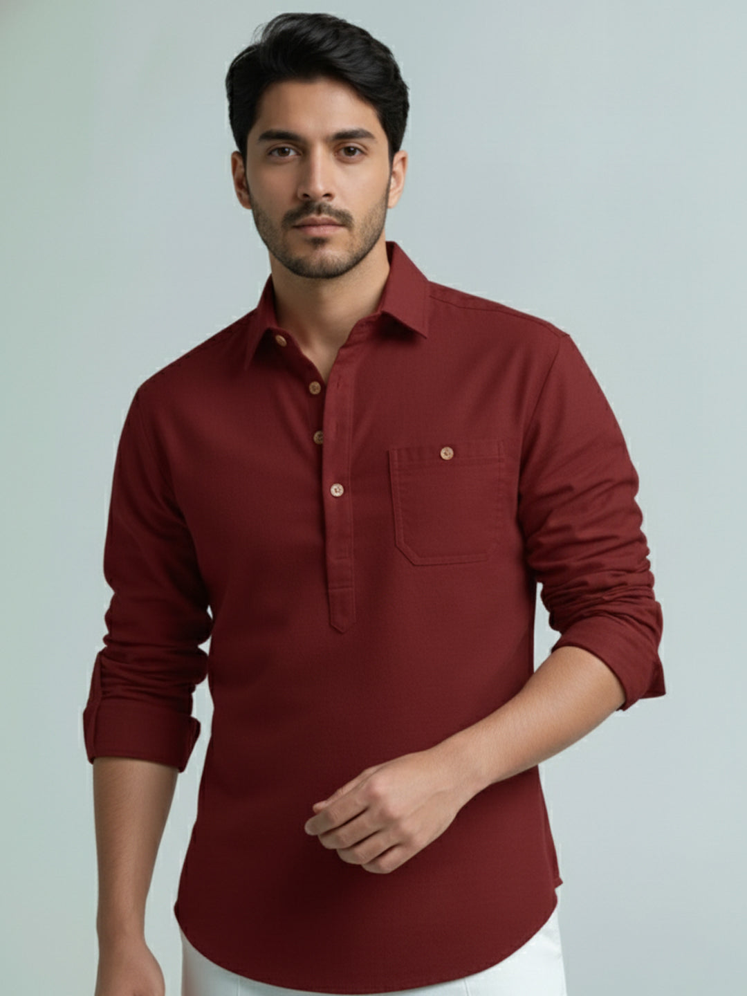 TerraDesi Men's Premium Cotton Short Kurta – Modern Ethnic Essential (SE82)