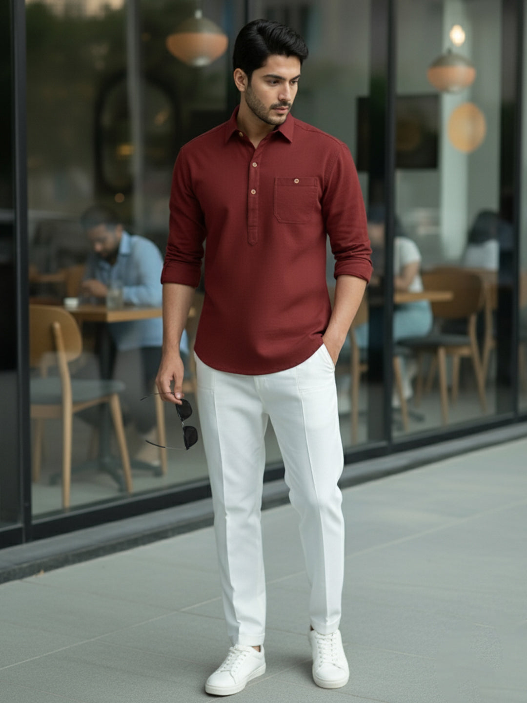 TerraDesi Men's Premium Cotton Short Kurta – Modern Ethnic Essential (SE82)