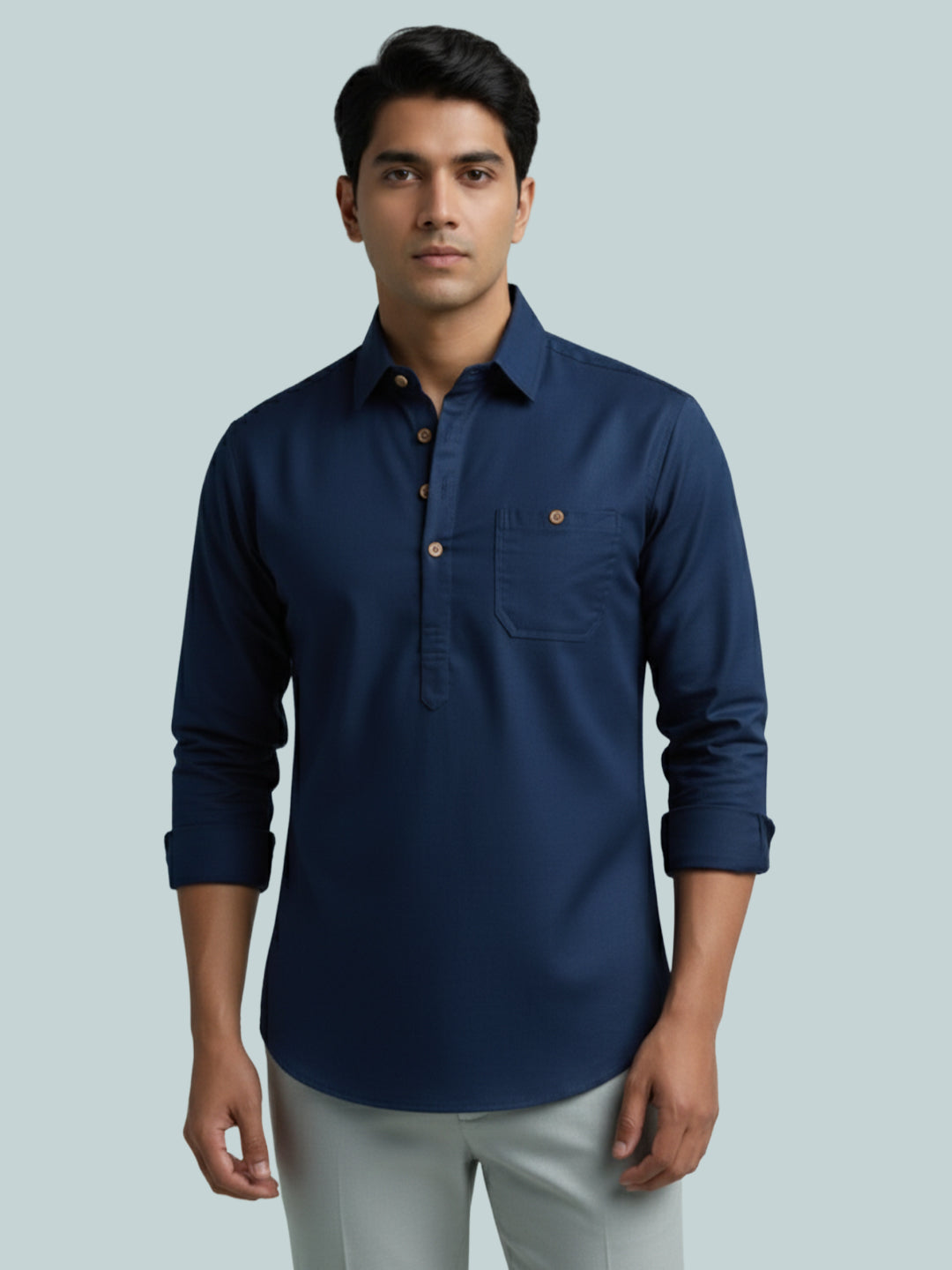 TerraDesi Breathable Cotton Short Kurta – Timeless Men's Style (SE83)