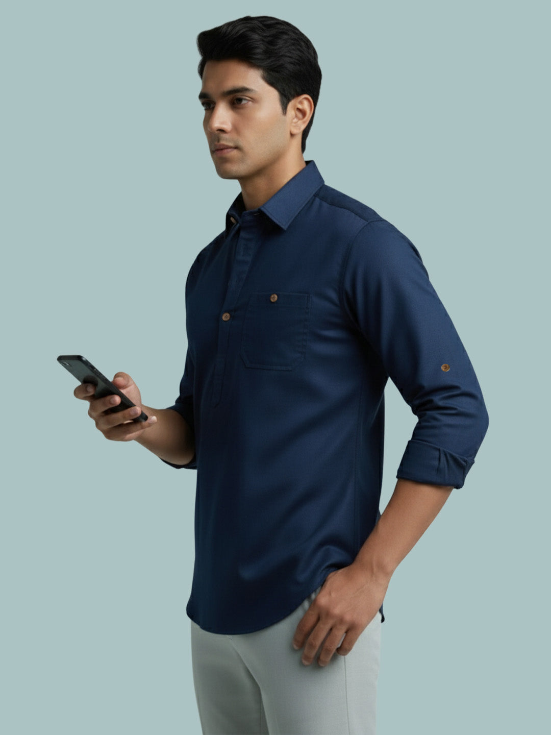TerraDesi Breathable Cotton Short Kurta – Timeless Men's Style (SE83)