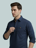 TerraDesi Onyx Midnight Solid Cotton Short Kurta