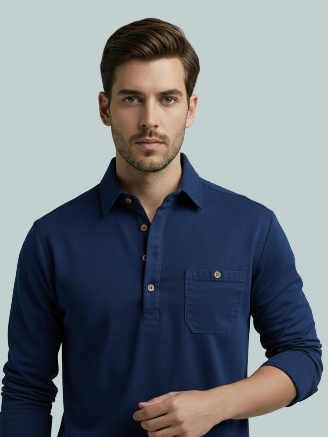 TerraDesi Men's Solid Cotton Short Kurta – Smart Everyday Style (SE88)