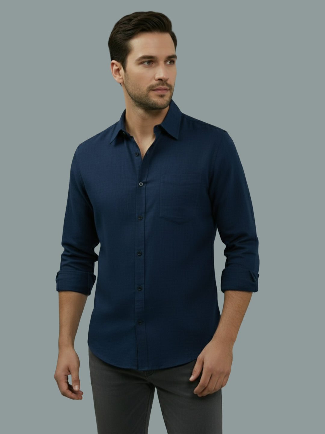 TerraDesi Saffron Ember Solid Cotton Formal Shirt
