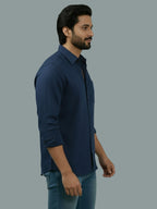 TerraDesi Azure Zenith Solid Cotton Blend Formal Shirt